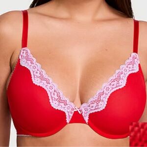Victoria's Secret Red and White Lace Bra and panty set